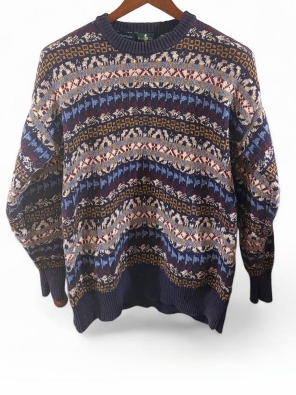 VTG Men's Multicolor Knit Patterned Sweater Size Large